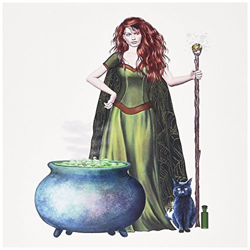 3dRose Greeting Cards, 6 x 6 Inches, Pack of 12, Halloween Witch Cauldron Cat (gc_131386_2)