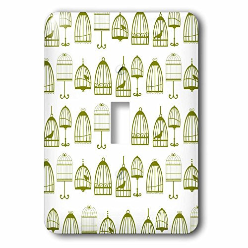 3dRose LLC lsp_130506_1 Green Bird Cages Chic Art Single Toggle Switch