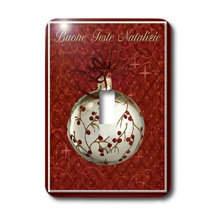 3dRose lsp_37016_1 Buone Feste Natalizie, Merry Christmas in Italian, Red Berries Single Toggle Switch