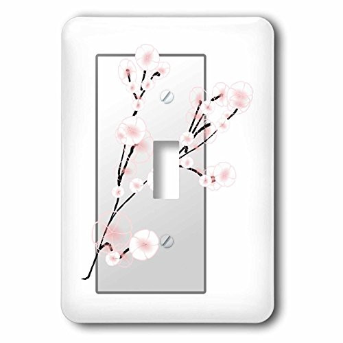 3dRose lsp_62451_1"Japanese Cherry Blossoms On Silver" Single Toggle Switch