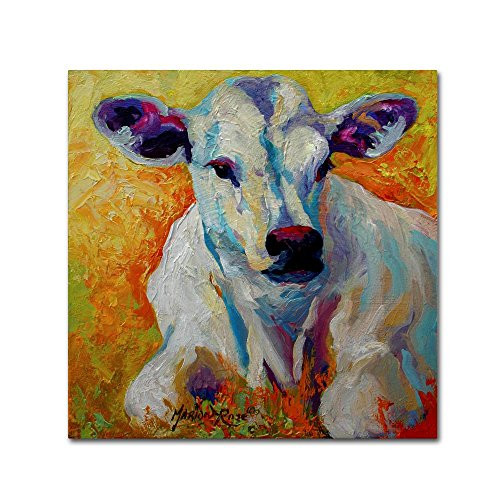 White Calf by Marion Rose, 14x14-Inch Canvas Wall Art