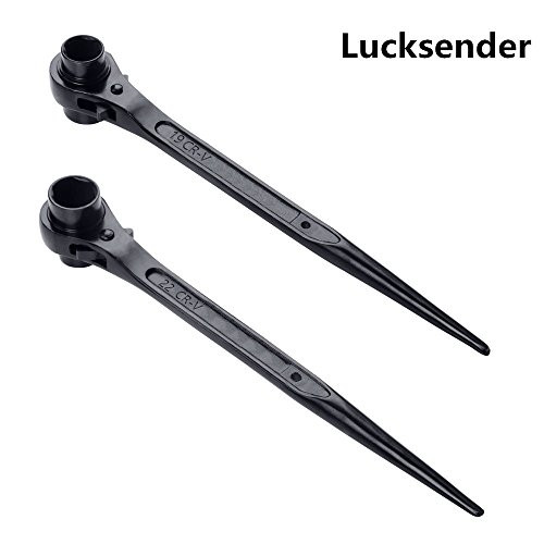 Lucksender Black 19/22mm Scaffold Podger Ratchet Spanner Site Ratcheting Socket Wrench