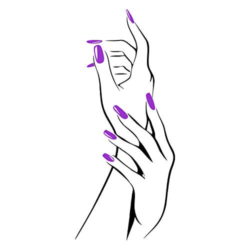 JUEKUI Vinyl Wall Decal Beautiful Hands with Elegant Nail Polish Manicure Wall Sticker Beauty Salon Nail Shop Wall Art Poster WS21 (Black+Violet)
