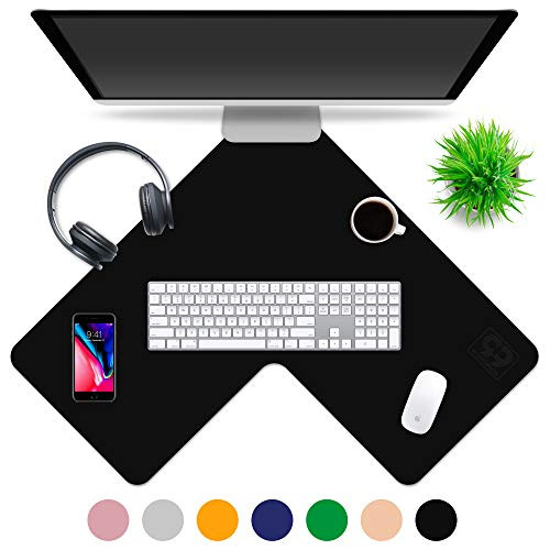 Multipurpose Office Corner Desk Pad and Computer Large Corner Desk Pad - Waterproof Office Desk Mat and Corner Desk Blotter Pad - Home Office Accessories - Durable Corner Desk Pad Protector (Black)
