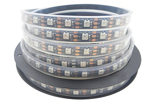 Visdoll 16.4Ft WS2812B 300Leds RGB Pixel Strip Lights, 60 Pixel/m WS2811 Individually Addressable Dream Color Ribbon Lighting, Waterproof 5050 SMD Led Tape light 5V (Black PCB)