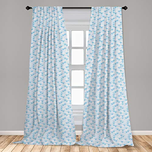 Ambesonne Watercolor Window Curtains, Ocean Waves Inspired Curves in Aquatic Colors Circles Geometric Pattern, Lightweight Decorative Panels Set of 2 with Rod Pocket, 56" x 84", Baby Blue