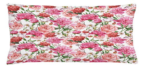 Ambesonne Watercolor Flower Throw Pillow Cushion Cover, Victorian Floral Pattern Painting Style Print with Peonies and Roses, Decorative Rectangle Accent Pillow Case, 36" X 16", Pink White Ambesonne Watercolor Flower Throw Pillow Cushion Cover, Victorian Floral Pattern Painting Style Print with Peonies and Roses, Decorative Rectangle Accent Pillow Case, 36" X 16", Pink White