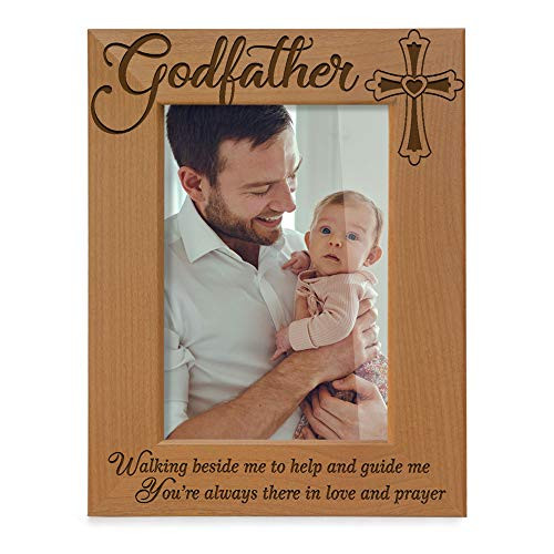 KATE POSH Godfather Engraved Natural Wood Picture Frame, Cross Decor, Godfather Gift from Godchild, Baptism Gifts, Religious Catholic Gifts, Thank You Gifts (5" x 7" Vertical) KATE POSH Godfather Engraved Natural Wood Picture Frame, Cross Decor, Godfather Gift from Godchild, Baptism Gifts, Religious Catholic Gifts, Thank You Gifts (5" x 7" Vertical)