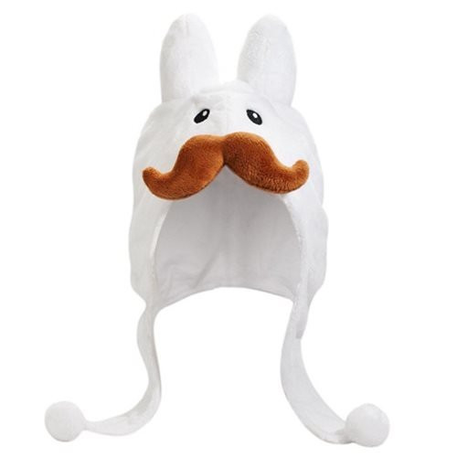 Kidrobot Mustache White Labbit Earflap Hat by Frank Kozik