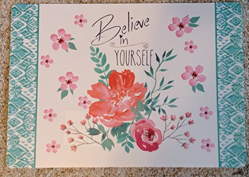 Mainstays New Set 4 PLACEMATS Believe in Yourself 17" x 11" Vinyl