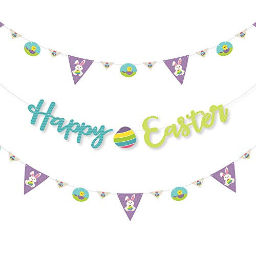 Big Dot of Happiness Hippity Hoppity - Easter Bunny Party Letter Banner Decoration - 36 Banner Cutouts and Happy Easter Banner Letters