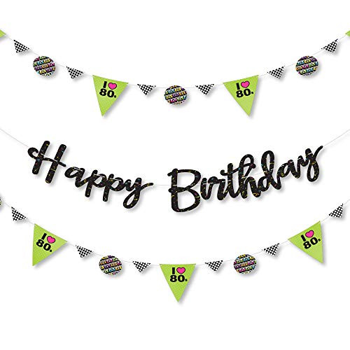 Big Dot of Happiness 80's Retro - Totally 1980s Birthday Party Letter Banner Decoration - 36 Banner Cutouts and Happy Birthday Banner Letters Big Dot of Happiness 80's Retro - Totally 1980s Birthday Party Letter Banner Decoration - 36 Banner Cutouts and Happy Birthday Banner Letters