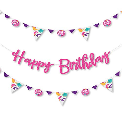 Big Dot of Happiness Roar Dinosaur Girl - Dino Mite T-Rex Birthday Party Letter Banner Decoration - 36 Banner Cutouts and Happy Birthday Banner Letters Big Dot of Happiness Roar Dinosaur Girl - Dino Mite T-Rex Birthday Party Letter Banner Decoration - 36 Banner Cutouts and Happy Birthday Banner Letters