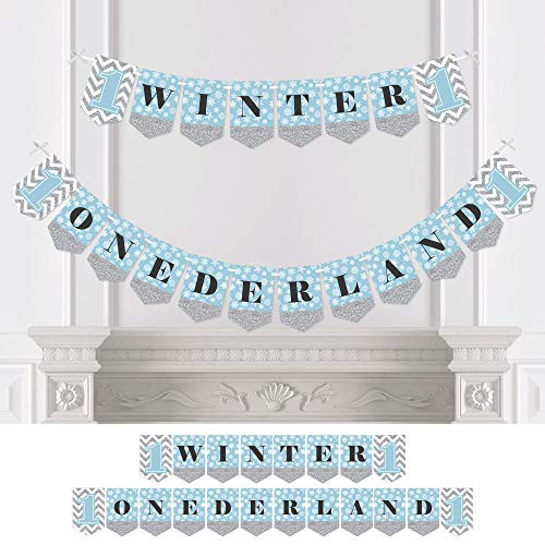 Big Dot of Happiness Onederland - Holiday Snowflake Winter Wonderland Birthday Party Bunting Banner - Party Decorations - Winter Onederland