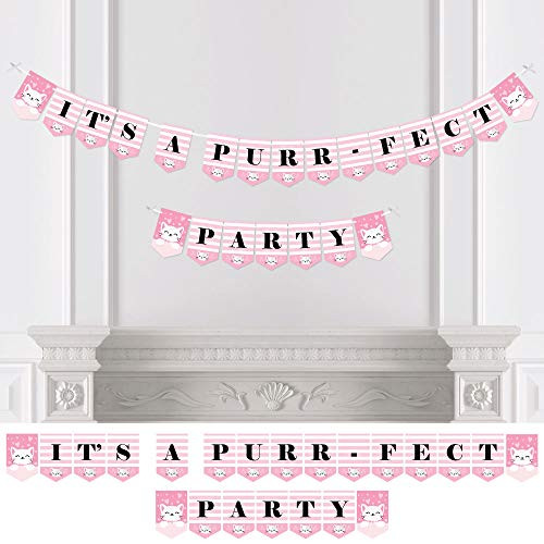 Big Dot of Happiness Purr-FECT Kitty Cat - Kitten Meow Baby Shower or Birthday Party Bunting Banner - Party Decorations - Its a Purr-FECT Party