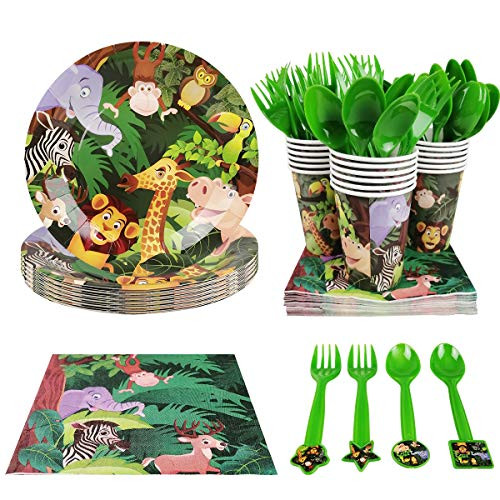 Cieovo Zoo Jungle Animal Party Supplies - Serves 18 Guest Includes Party Plates, Spoons, Forks, Cups, Napkins Party Pack Perfect for Safari Animal Themed Birthday Shower Parties Decorations Cieovo Zoo Jungle Animal Party Supplies - Serves 18 Guest Includes Party Plates, Spoons, Forks, Cups, Napkins Party Pack Perfect for Safari Animal Themed Birthday Shower Parties Decorations