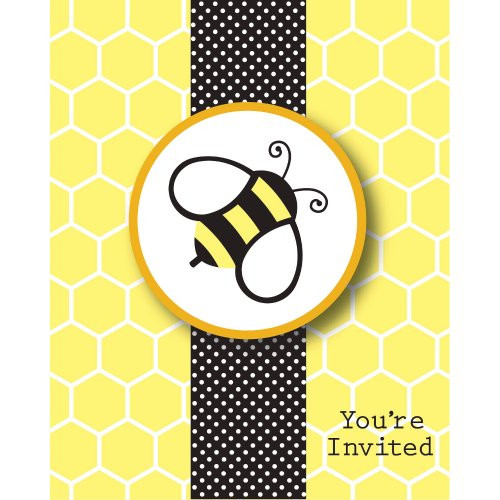 Creative Converting Baby Shower Buzz 8 Count Enhanced Invitations