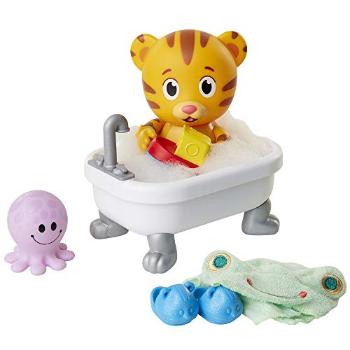 Daniel Tiger's Neighborhood Bath Time Daniel Tiger Figure is 7" Tall  Articulated Neck, Arms & Legs, Comes with Cute Frog Robe & Tigey-Shaped Slippers