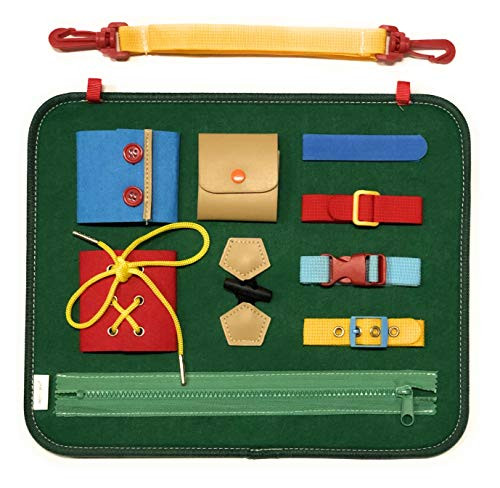 Ecovona - Toddler Busy Board | Colorful Activity Sensory Play Set to Stimulate Motor Skills, Learning & Fun | Educational Tool for Hand Eye Coordination & Basic Dressing Skills | Travel Size
