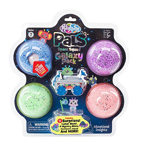 Educational Insights Playfoam Space Squad Galaxy Pack with Blue Rover:Non-Toxic, Never Dries Out - Includes Playfoam with Sequins + Mystery Glow in The Dark Playfoam, Playfoam Pal & More
