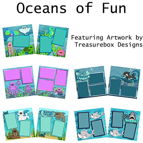 OCEANS OF FUN Scrapbook Set - 5 Double Page Layouts
