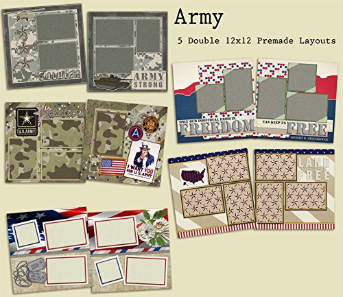 Army Scrapbook Set - 5 Double Page Layouts
