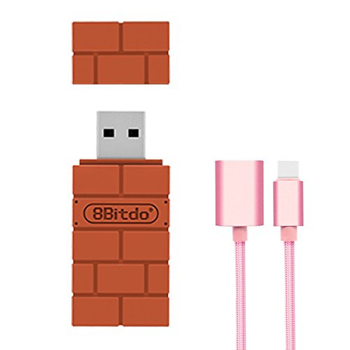 FastSnail Wireless Controller Adapter Converter Compatible with Nintendo Switch, MacOS, Raspberry Pi, and Windows, with Rose Golden OTG Cable