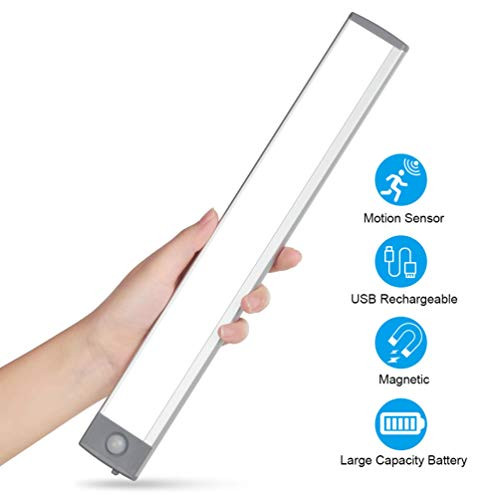 Led Closet Lights, Wireless Motion Sensor Under Cabinet Lighting USB Rechargeable Wardrobe Light for Kitchen Cabinet, Cupboard, Pantry, Closet, Wardrobe, Laundry Room