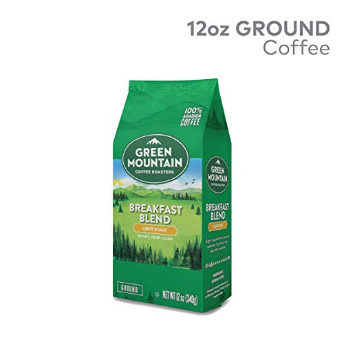 Green Mountain Coffee Roasters, Breakfast Blend, 12 oz. Ground Bag, Light Roast Coffee, (2) Bags