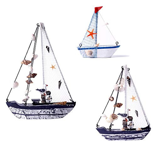 HH Mediterranean Style Wooden Sailboat Model Pack of 3 Ship Models Creative Gifts for Home Decoration Handmade Table decorationStudy Decoration HH Mediterranean Style Wooden Sailboat Model Pack of 3 Ship Models Creative Gifts for Home Decoration Handmade Table decorationStudy Decoration