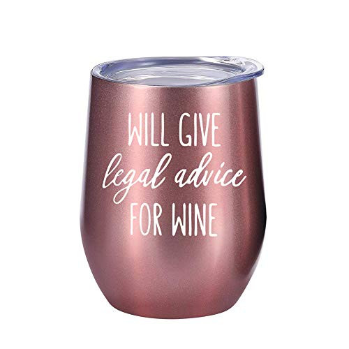 Lawyer Gifts -"Will Give Legal Advice for Wine" 12oz Tumbler/Mug for Wine or Coffee - Gift Idea for Law School, Judge, Women, Men, Attorney, Student, Paralegal, Graduation, Prosecutor Lawyer Gifts -"Will Give Legal Advice for Wine" 12oz Tumbler/Mug for Wine or Coffee - Gift Idea for Law School, Judge, Women, Men, Attorney, Student, Paralegal, Graduation, Prosecutor