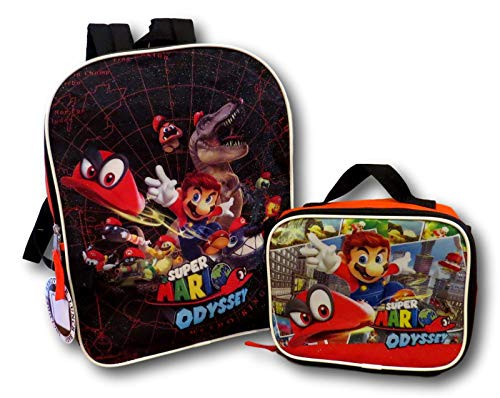 Super Mario Bros 16" Large Backpack with Detachable Insulated Lunch Bag