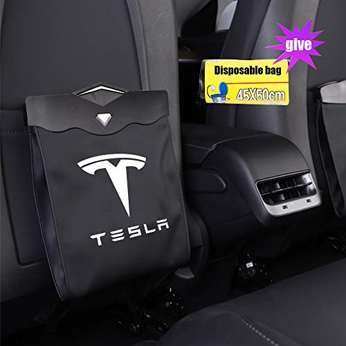 MASHA Tesla Garbage Cans Car Bin Trash Wastebasket Vehicle Rubbish Container Back Seat Hanging Auto Organizer Fit for Tesla All Model Accessories