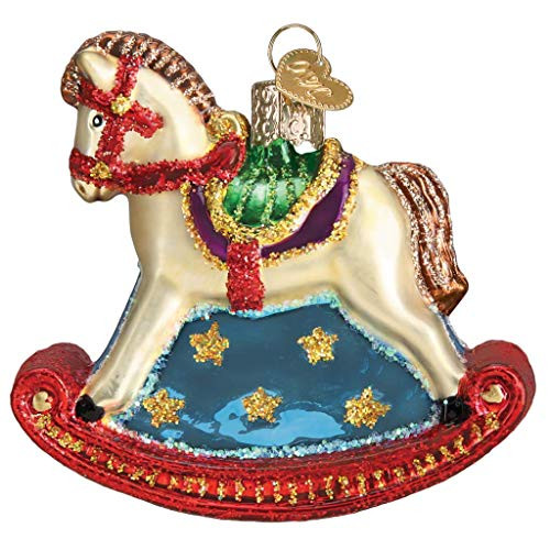 Old World Christmas Glass Blown Ornament with S-Hook and Gift Box, Baby Collection (Rocking Horse) Old World Christmas Glass Blown Ornament with S-Hook and Gift Box, Baby Collection (Rocking Horse)