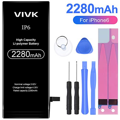 Vasea 2280mAh High Capacity Li-Polymer Replacement Battery for iPhone 6 with Complete Repair Tool Kit and Instructions - 24 Months Warranty 