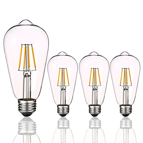 Dimmable 4W Vintage Edison LED Bulb 4000k Daylight White 400LM, 40W Equivalent, ST64(ST21) Antique Filament LED Light Bulbs, E26 Clear Glass Cover, Pack of 4(2 Year Warranty) Dimmable 4W Vintage Edison LED Bulb 4000k Daylight White 400LM, 40W Equivalent, ST64(ST21) Antique Filament LED Light Bulbs, E26 Clear Glass Cover, Pack of 4(2 Year Warranty)