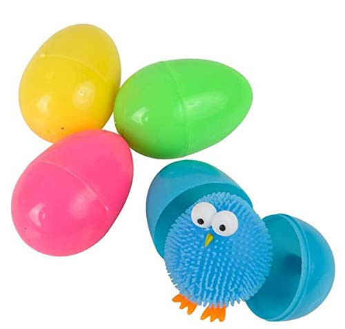 Rhode Island Novelty 3 Inch Puffer Chick Filled Easter Eggs Pack of 12 Assortments May Vary