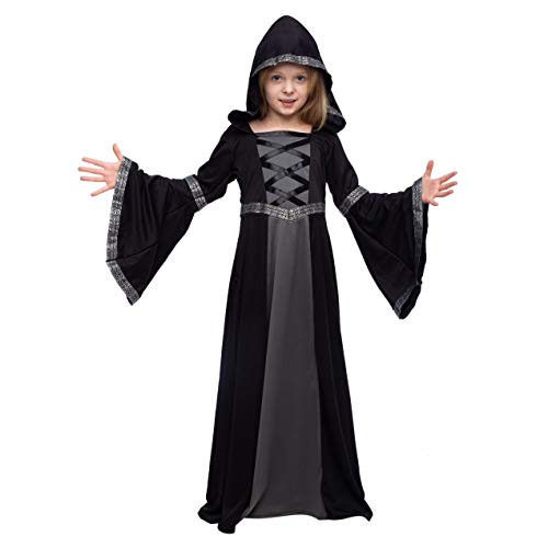 Spooktacular Creations Hooded Robe Costume for Girls Halloween Role-Playing Party (Medium(8-10yr)) Black