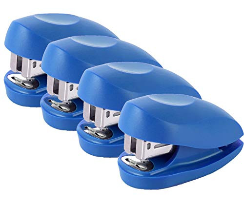 Mini Stapler, Tot, 12 Sheet Capacity, Includes Built-in Staple Remover & 1000 Standard Staples, Blue - S7079172, Pack of 4
