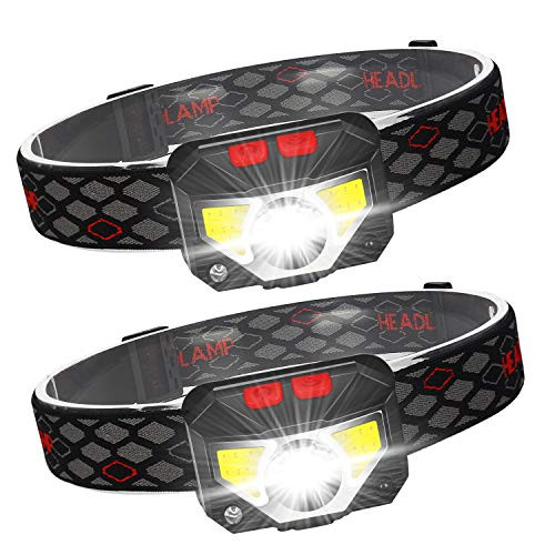 2-Pack LED Rechargeable Headlamp Flashlight, USB Head Torch 1000 Lumens Motion Sensor Head Lamp, USB Charge, IPX45 Waterproof, COB Headlight, Perfect for Running, Camping, Outdoor,etc