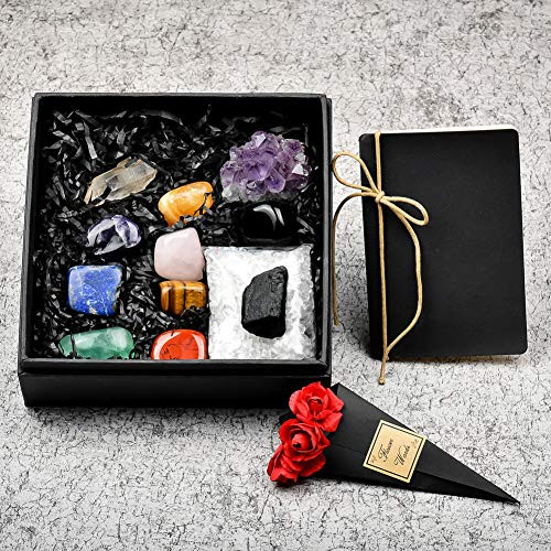 ZZKOKO Crystals and Healing Stones, Healing Crystals Kit, 7 Chakra Points Energy Generator, Infused Natural Raw Healing Crystals and Tumbled Stones