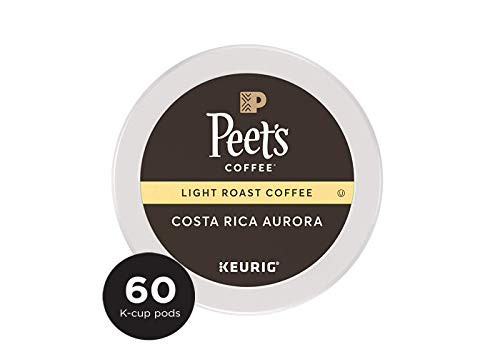Peet's Coffee Costa Rica Aurora, Light Roast, 60 Count Single Serve K-Cup Coffee Pods for Keurig Coffee Maker