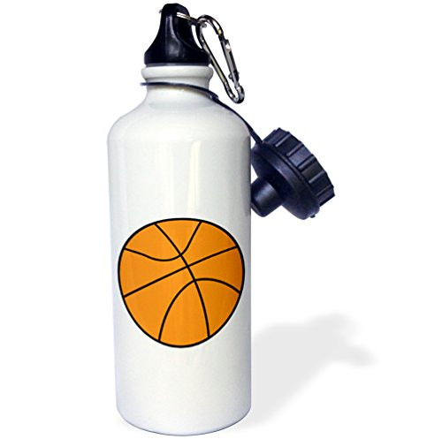 3dRose wb_116333_1 Simple Basketball Vector Sports Design Sports Water Bottle, 21 oz, White