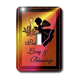 3dRose lsp_6679_1"Angel - Peace Love And Blessings - Christmas Art 1" Single Toggle Switch Multicolor