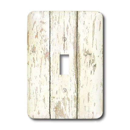 3dRose LLC lsp_109926_1 Country White Wooden Rustic Planks Single Toggle Switch