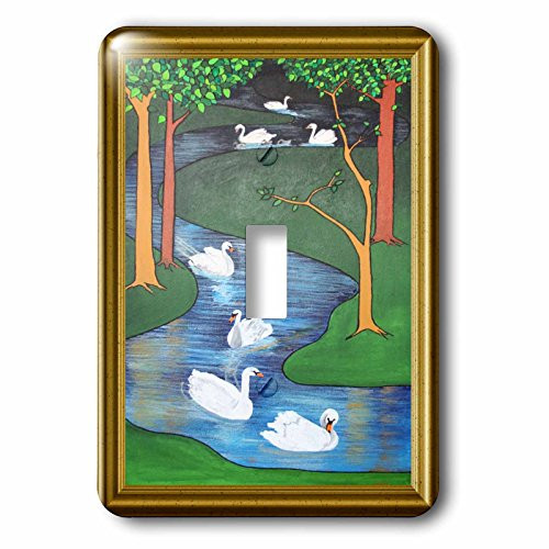 3dRose lsp_78739_1 Seven Swans A Swimming Single Toggle Switch