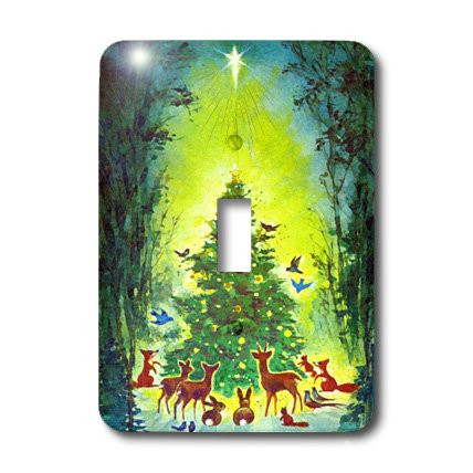 3dRose Lsp_9221_1 Christmas Tree Animals Single Toggle Switch