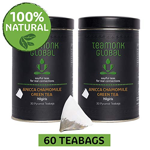 Teamonk Anicca Nilgiri Chamomile Green Tea Bags - 60 Teabags | Tea for Relaxation | Refreshing Tea | Natural Chamomile Tea | No Additives