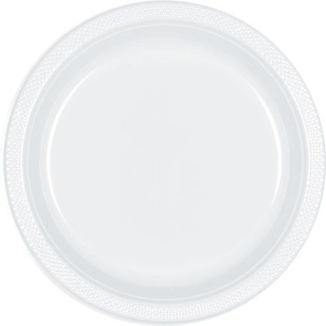 Bulk Round Plastic Plates | 50ct (7 inch, White)