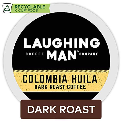 Laughing Man Colombia Huila, Single Serve Coffee K-Cup Pod, Dark Roast, 16 Count